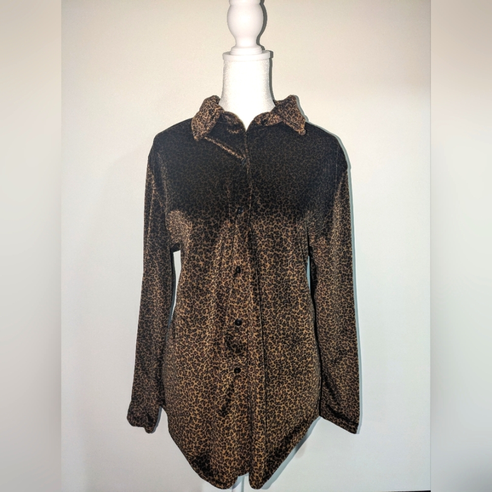 Vintage leopard button up jacket